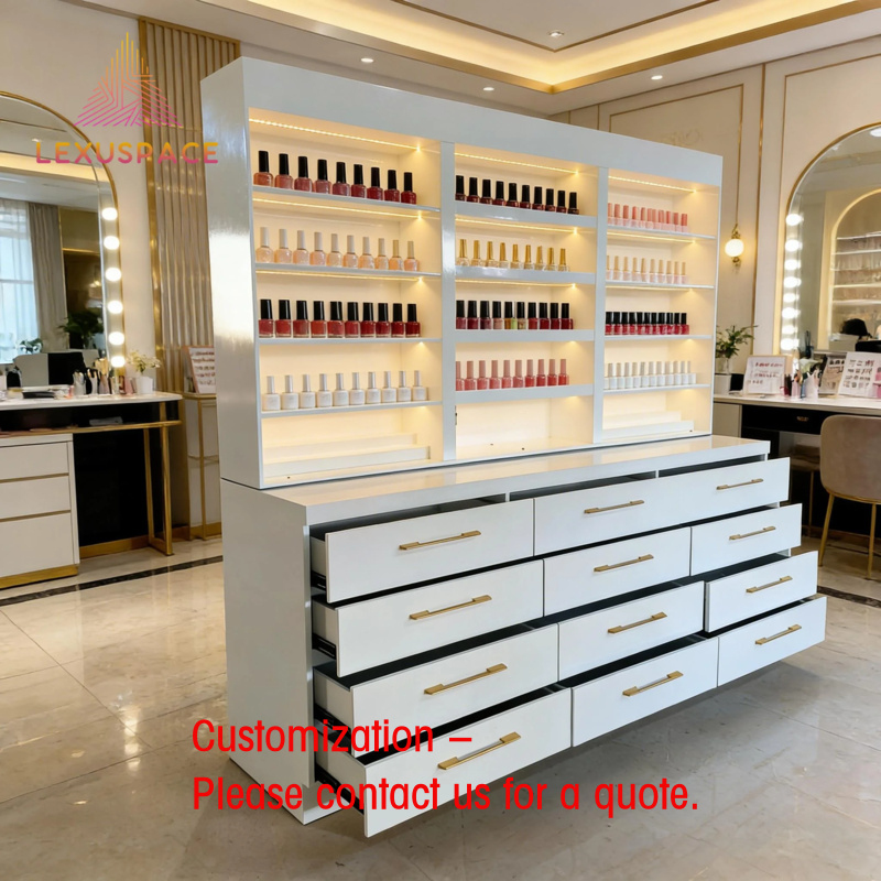 Beauty Makeup Store - Özel Tasarım Ahşap Raflı Teşhir Standı
