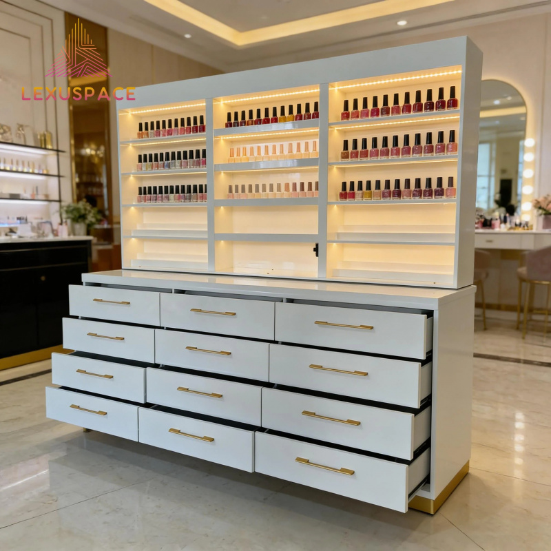 Özel Tasarım Ahşap Raflı Teşhi - Beauty Makeup Store incelemesi ve fiyatı